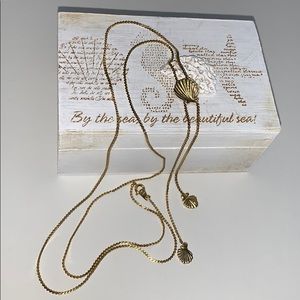 VTG Slide Necklace Gold Tone Shell Slide & Tassel